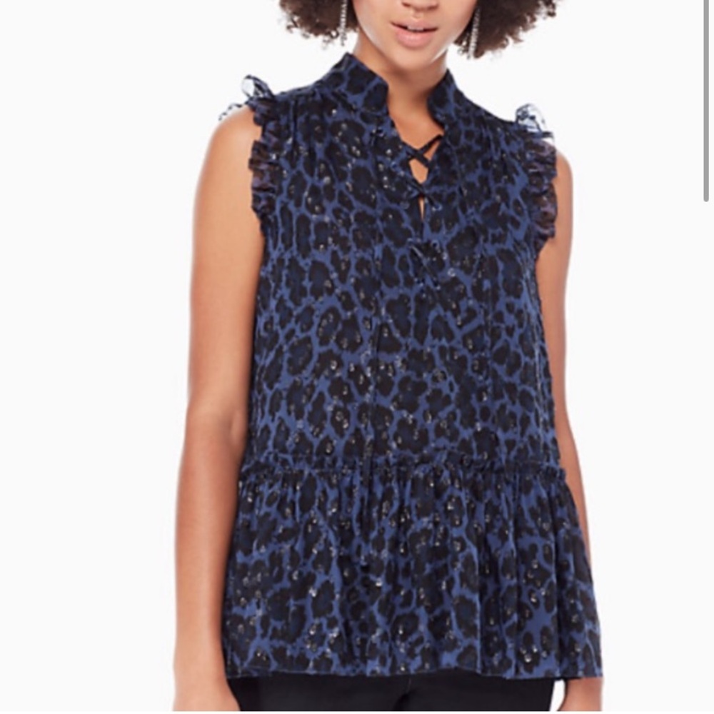 KATE SPADE Sleeveless Metallic Leopard-print Top
